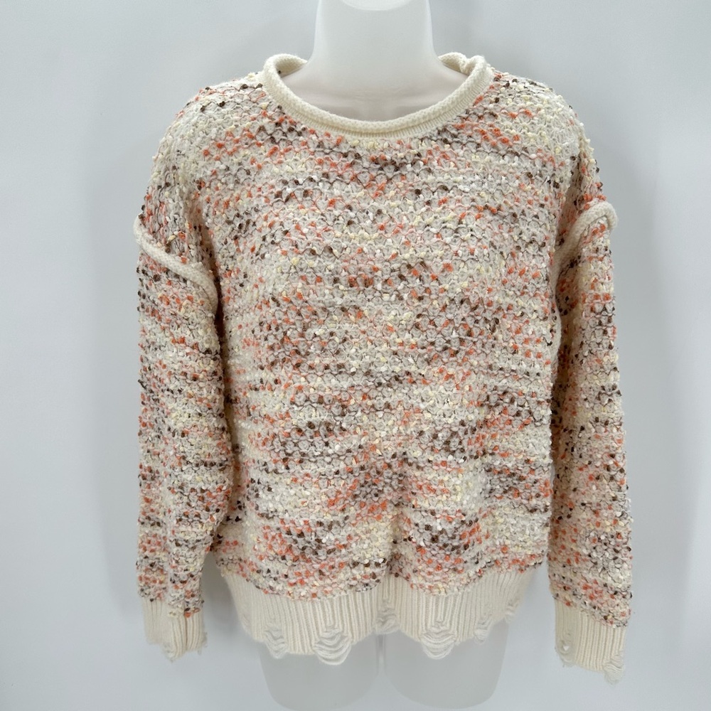Promesa Sweater Womens S Chunky Waffle Knit Relaxed Distressed Hem Cuffs Boho